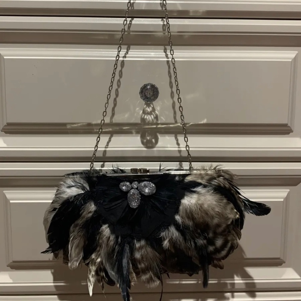 Barbi Buth fut evening bag with silver chain strap